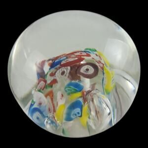 Millefiori Design Art Glass Paperweight Murano Style Handblown
